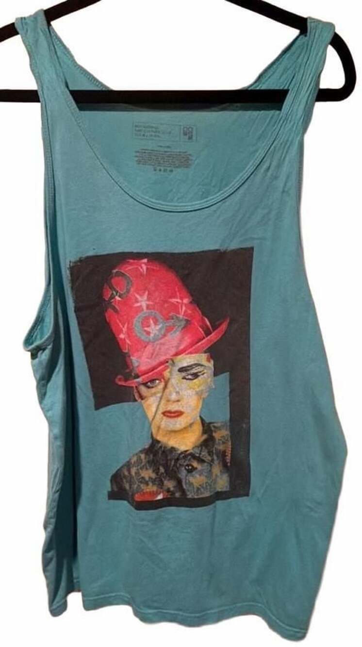 Boy George and Culture Club Teal Tank Top with Graphic Print, Size S, 100% Cotto